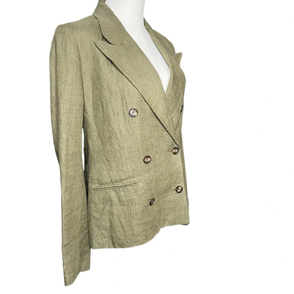 Polo Ralph Lauren Double-Breasted 100% Linen Blazer in Green Size 8 - Picture 8 of 16